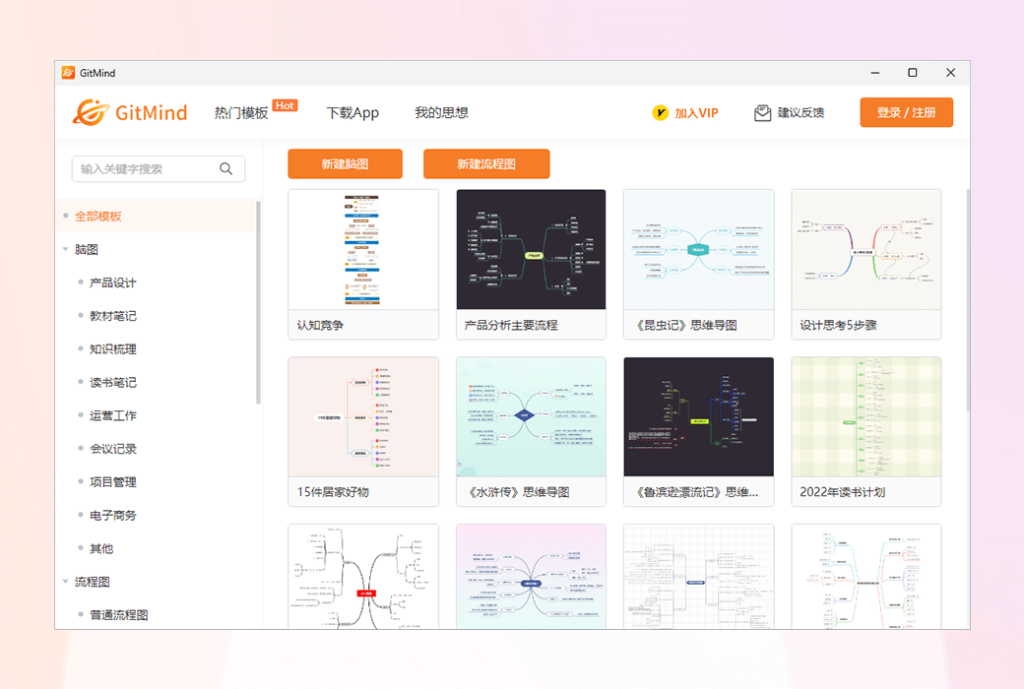 GitMind 思乎思维导图流程图协作工具软件