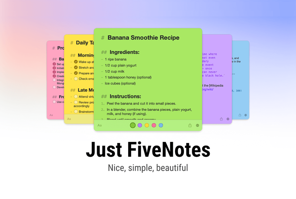 FiveNotes 3 Mac 桌面简洁高效笔记便签工具软件